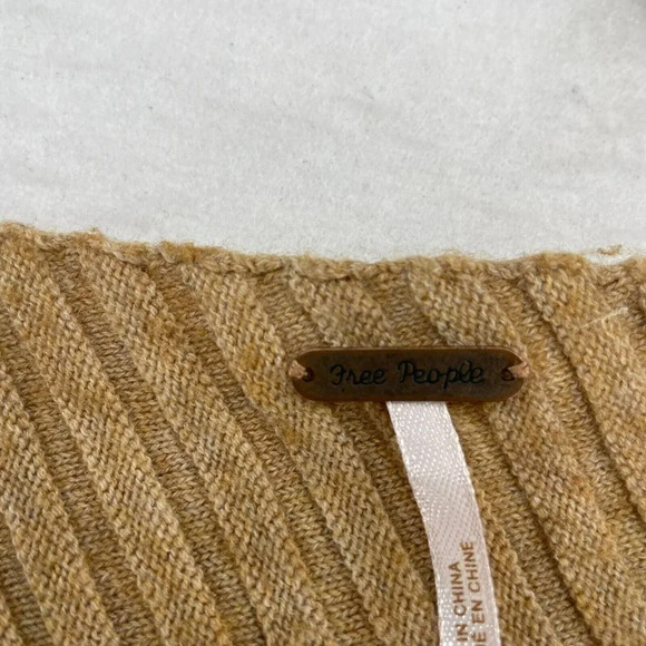 Free People Love & Harmony Sweater Womens Sz M Tan Boat Neck Ribbed Wool Blend - Picture 11 of 14